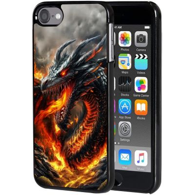 AIRWEE Case for iPod Touch 5th/6th/7th Generation, Slim Fit Shockproof & Lightweight Durable Cover for Apple iPod Touch, Drop Protection Hard PC Shell for Women Girls Men, Fire Dragon