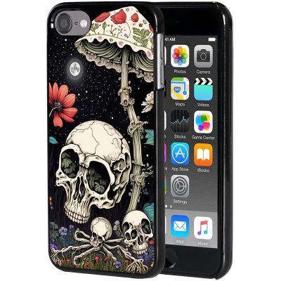 AIRWEE Case for iPod Touch 5th/6th/7th Generation, Slim Fit Shockproof & Lightweight Durable Cover for Apple iPod Touch, Drop Protection Hard PC Shell for Women Girls Men, Mushroom Skull