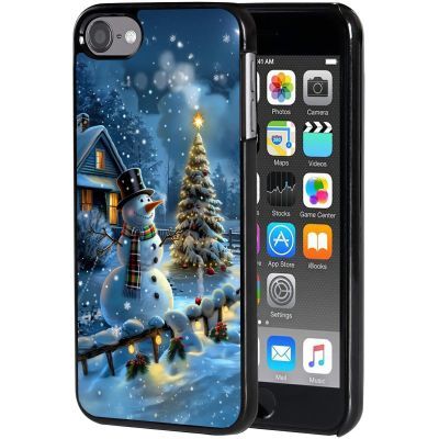AIRWEE Case for iPod Touch 5th/6th/7th Generation, Slim Fit Shockproof & Lightweight Durable Cover for Apple iPod Touch, Drop Protection Hard PC Shell for Women Girls Men, Winter Snowman