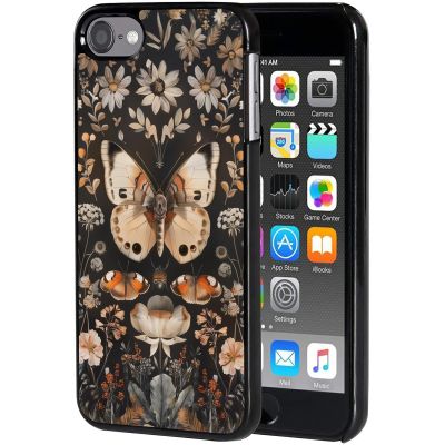 AIRWEE Case for iPod Touch 5th/6th/7th Generation, Slim Fit Shockproof & Lightweight Durable Cover for Apple iPod Touch, Drop Protection Hard PC Shell for Women Girls Men, Flower Moth
