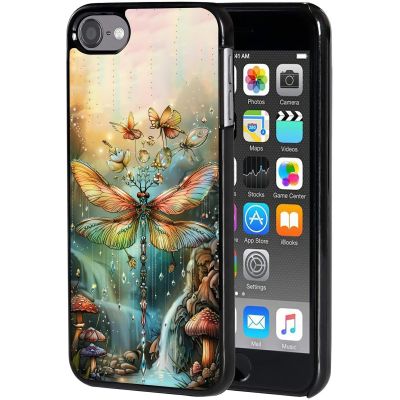 AIRWEE Case for iPod Touch 5th/6th/7th Generation, Slim Fit Shockproof & Lightweight Durable Cover for Apple iPod Touch, Drop Protection Hard PC Shell for Women Girls Men, Glow Dragonfly
