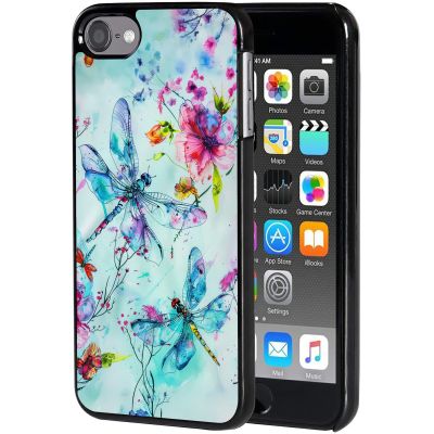 AIRWEE Case for iPod Touch 5th/6th/7th Generation, Slim Fit Shockproof & Lightweight Durable Cover for Apple iPod Touch, Drop Protection Hard PC Shell for Women Girls Men, Watercolor Dragonfly