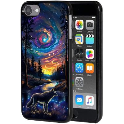 AIRWEE Case for iPod Touch 5th/6th/7th Generation, Slim Fit Shockproof & Lightweight Durable Cover for Apple iPod Touch, Drop Protection Hard PC Shell for Women Girls Men, Fantasy Forest Wolf