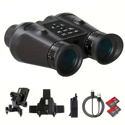 SKIOVEMI 3D VR Night Vision Goggles for Adults, 4K Head Mounted Night Vision Binoculars with 6X Digital Zoom, 7X Infrared Binoculars, Includes 2 * 32GB Cards, Built-in Giant Screen