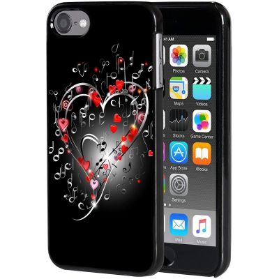 AIRWEE Case for iPod Touch 5th/6th/7th Generation, Slim Fit Shockproof & Lightweight Durable Cover for Apple iPod Touch, Drop Protection Hard PC Shell for Women Girls Men, Music Love Heart