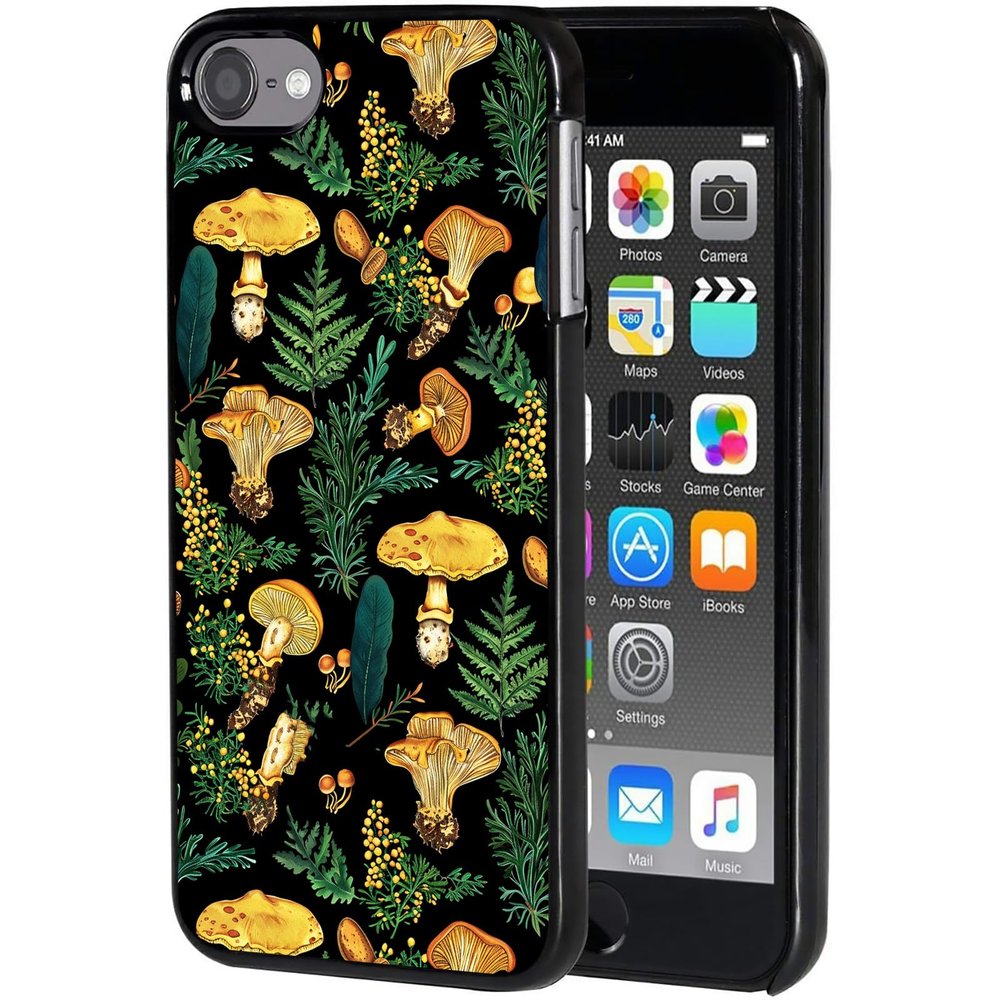 AIRWEE Case for iPod Touch 5th/6th/7th Generation, Slim Fit Shockproof & Lightweight Durable Cover for Apple iPod Touch, Drop Protection Hard PC Shell for Women Girls Men, Golden Mushroom
