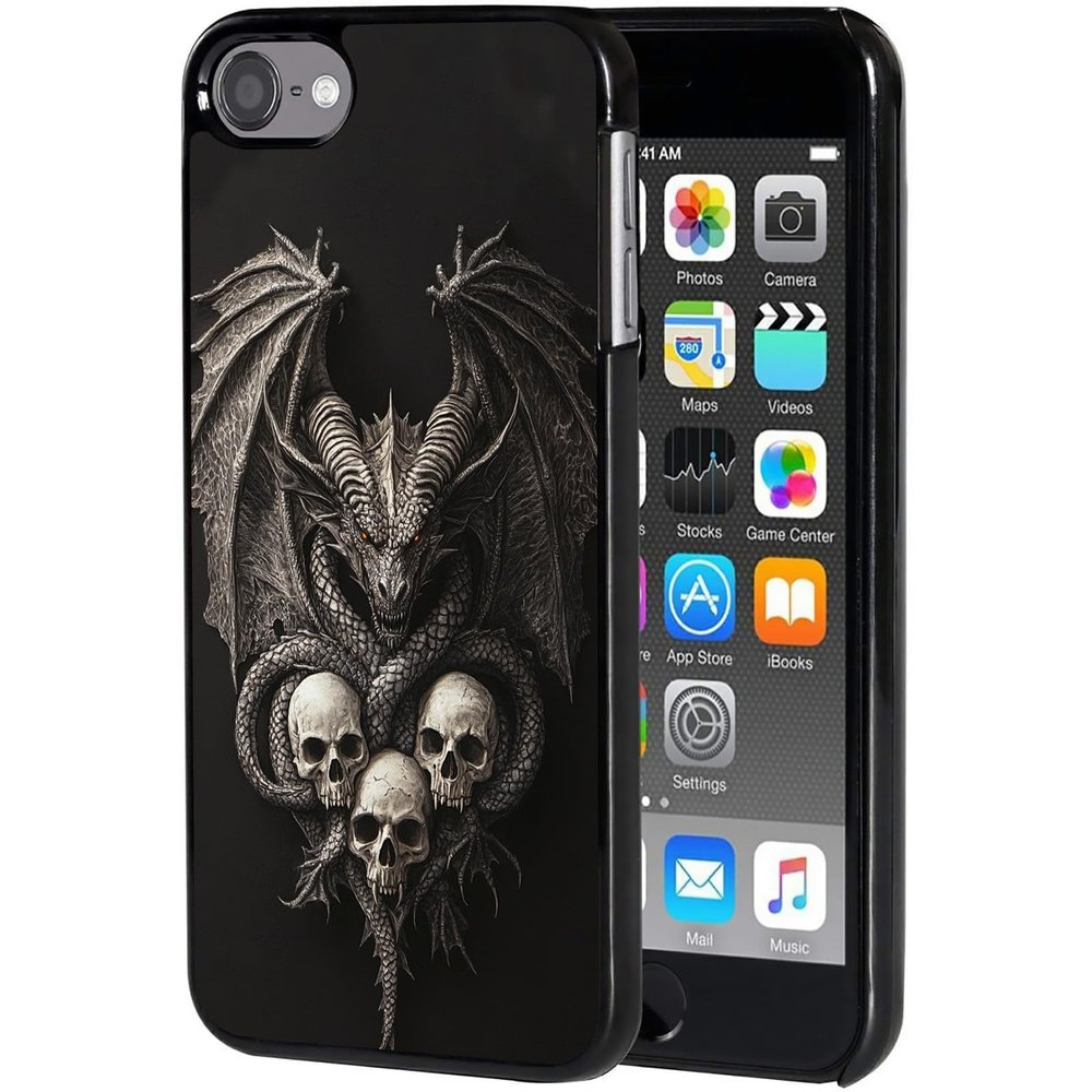AIRWEE Case for iPod Touch 5th/6th/7th Generation, Slim Fit Shockproof & Lightweight Durable Cover for Apple iPod Touch, Drop Protection Hard PC Shell for Women Girls Men, Skull Dragon