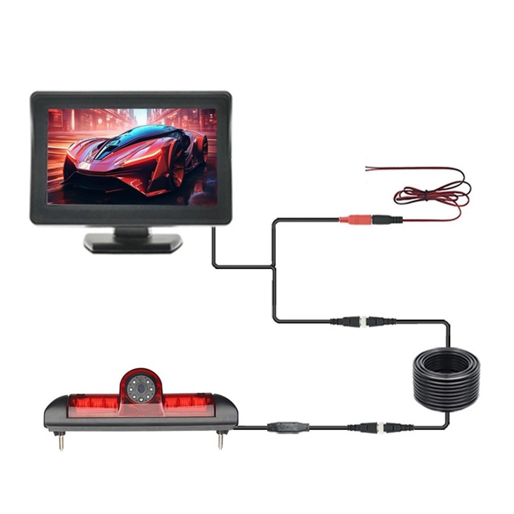 170 Wide Angle Car Brake Light Reverse Camera with 4.3-inch Car Monitor Compatible with Fiat Ducato Peugeot Boxer Citroen Jumper(Silver)