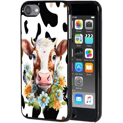 AIRWEE Case for iPod Touch 5th/6th/7th Generation, Slim Fit Shockproof & Lightweight Durable Cover for Apple iPod Touch, Drop Protection Hard PC Shell for Women Girls Men, Leopard Cow