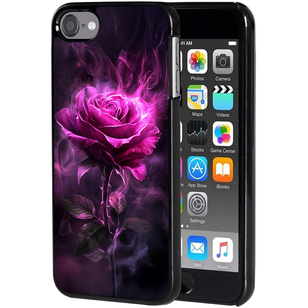 AIRWEE Case for iPod Touch 5th/6th/7th Generation, Slim Fit Shockproof & Lightweight Durable Cover for Apple iPod Touch, Drop Protection Hard PC Shell for Women Girls Men, Purple Roses