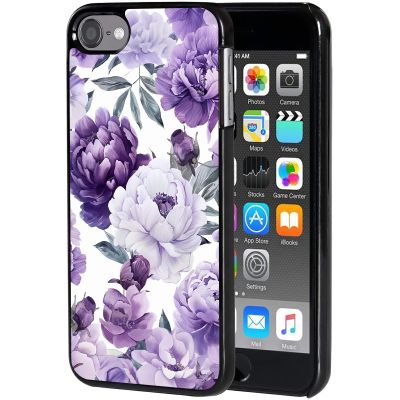 AIRWEE Case for iPod Touch 5th/6th/7th Generation, Slim Fit Shockproof & Lightweight Durable Cover for Apple iPod Touch, Drop Protection Hard PC Shell for Women Girls Men, Purple Peony
