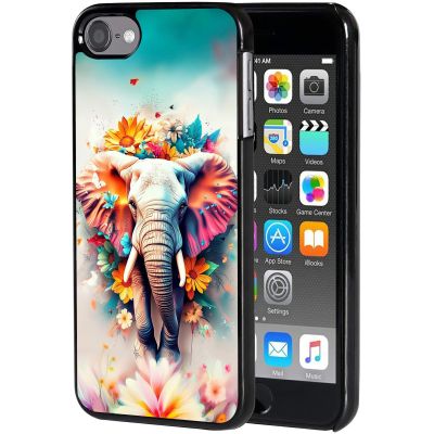 AIRWEE Case for iPod Touch 5th/6th/7th Generation, Slim Fit Shockproof & Lightweight Durable Cover for Apple iPod Touch, Drop Protection Hard PC Shell for Women Girls Men, Flower Elephant