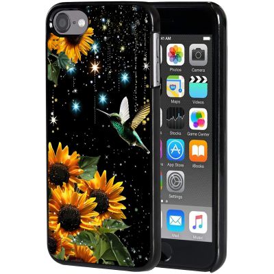AIRWEE Case for iPod Touch 5th/6th/7th Generation, Slim Fit Shockproof & Lightweight Durable Cover for Apple iPod Touch, Drop Protection Hard PC Shell for Women Girls Men, Sunflower Bird