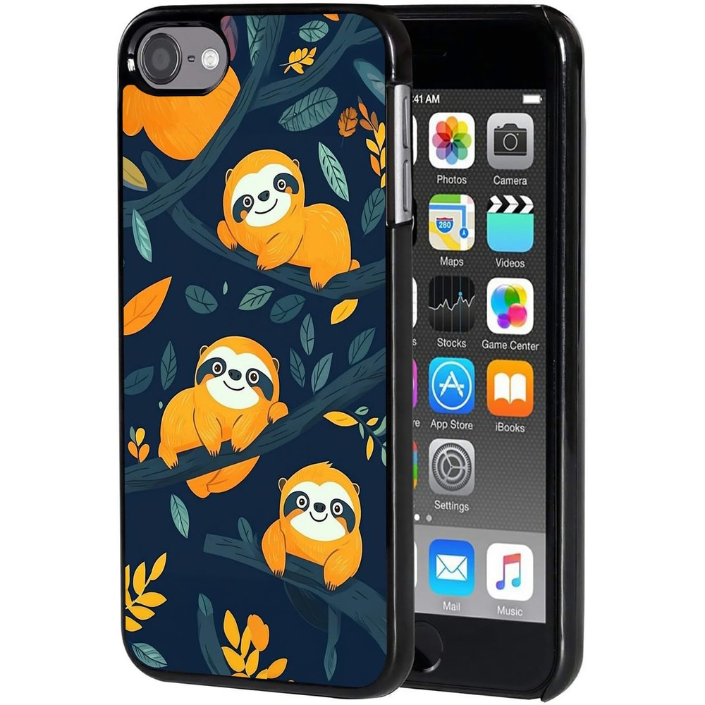 AIRWEE Case for iPod Touch 5th/6th/7th Generation, Slim Fit Shockproof & Lightweight Durable Cover for Apple iPod Touch, Drop Protection Hard PC Shell for Women Girls Men, Cute Yellow Sloth