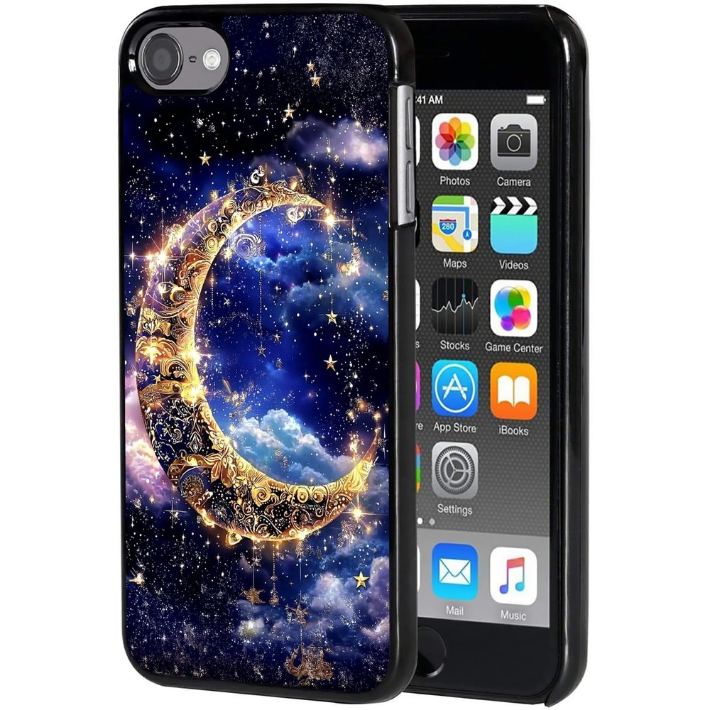 AIRWEE Case for iPod Touch 5th/6th/7th Generation, Slim Fit Shockproof & Lightweight Durable Cover for Apple iPod Touch, Drop Protection Hard PC Shell for Women Girls Men, Beautiful Moon