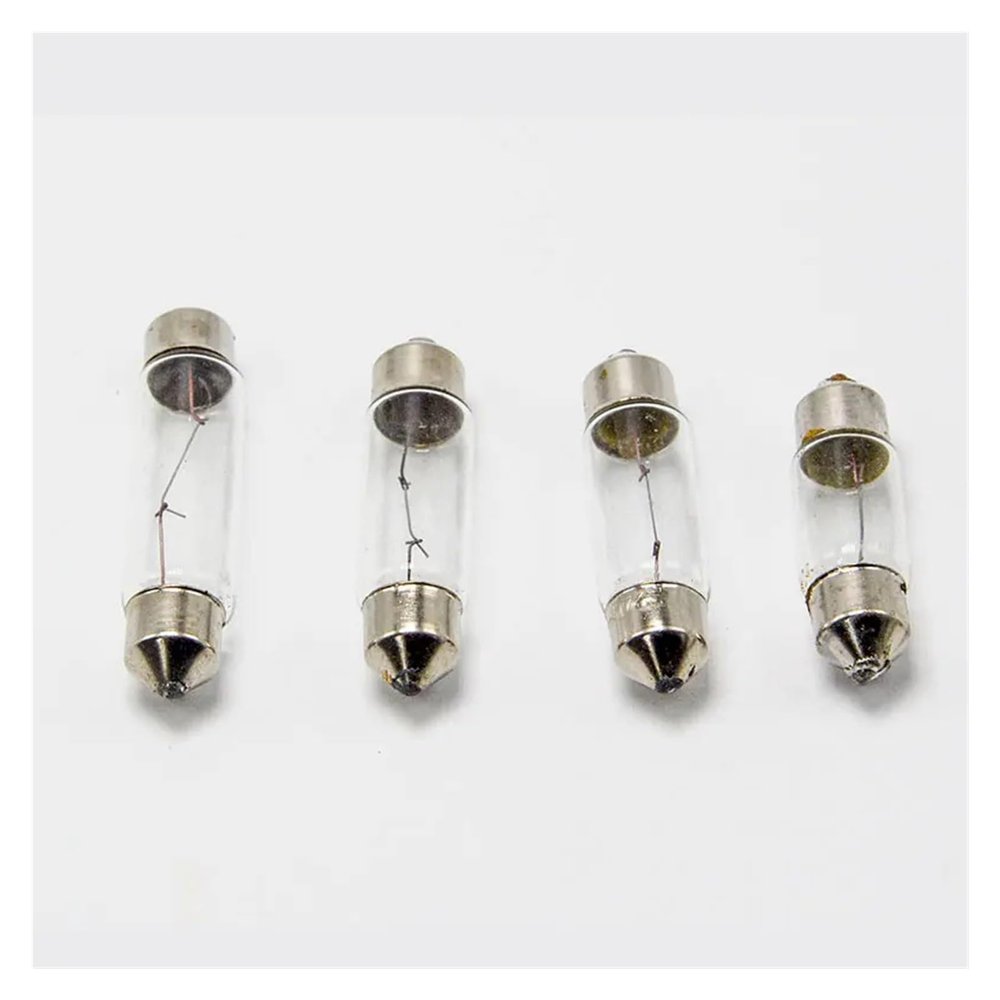 Auspix 10pcs Double pointed reading car trunk small lamp beads 12V24V30V36V5W10W two pointed bulb olive light(10 x 39mm 12V5W)
