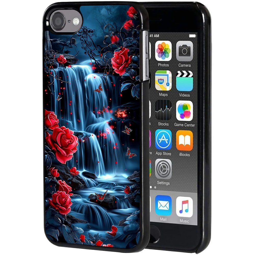 AIRWEE Case for iPod Touch 5th/6th/7th Generation, Slim Fit Shockproof & Lightweight Durable Cover for Apple iPod Touch, Drop Protection Hard PC Shell for Women Girls Men, Gothic Roses