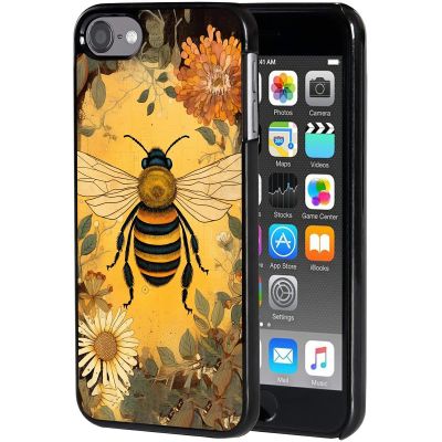 AIRWEE Case for iPod Touch 5th/6th/7th Generation, Slim Fit Shockproof & Lightweight Durable Cover for Apple iPod Touch, Drop Protection Hard PC Shell for Women Girls Men, Flower Bee