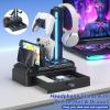 KDD Headphone Stand with USB A&C Charger Ports - RGB Controller Stand with Detachable Hooks - Rotatable Headset Hanger & Device Slot for Phones/Tablets - Drawer Storage Base for Gaming Desk Organizer view 2