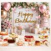 10X8FT Pink Birthday Photography Backdrop Rose Flower Butterfly Balloons Background Women Girl Photo Backdrop Party Decorations Newborn Baby Shower Party Cake Table Banner Photo Studio Props view 4