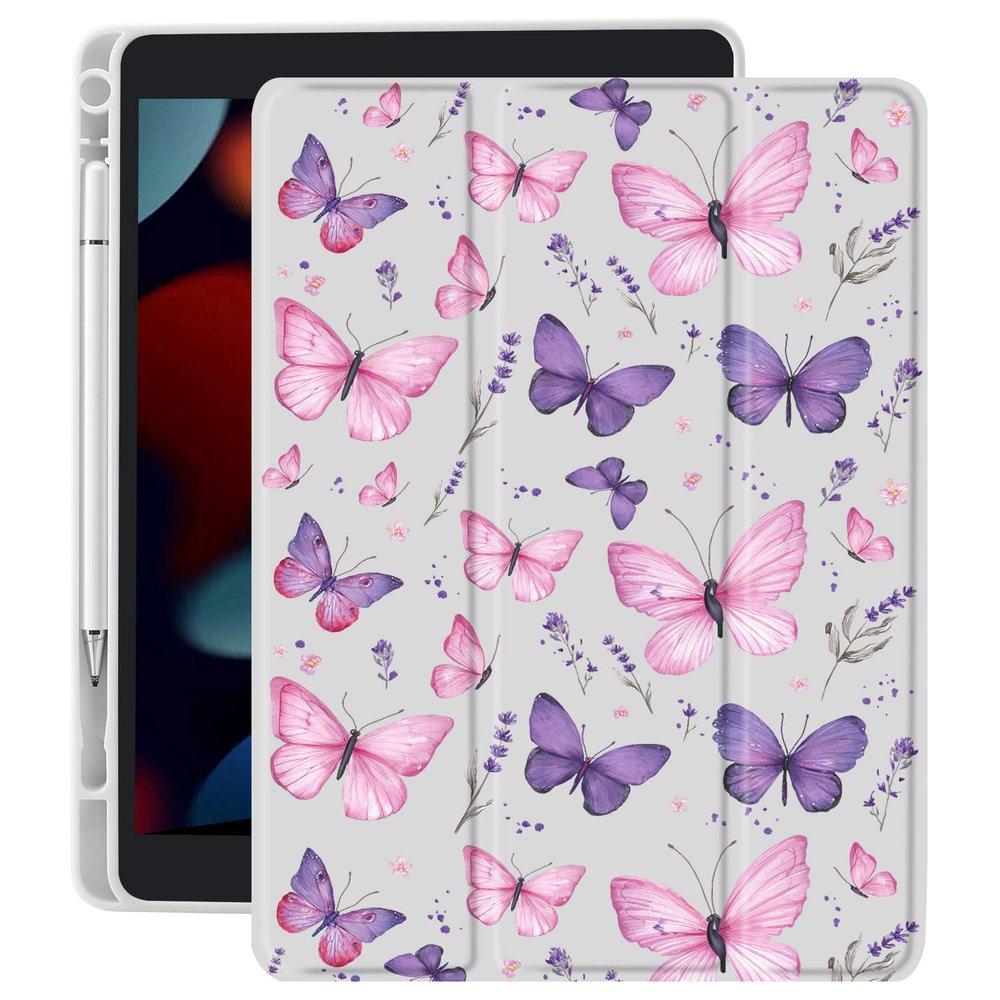 CozyNestCY Colorful Butterfly Case for 10.9 Inch Ipad 10Th Beautyful Floral Cover for Ipad Cute Chic Girl Shell with Clear Transparent Back Auto Sleep/Wake Shockproof with Pencil Holder(Girls Women)