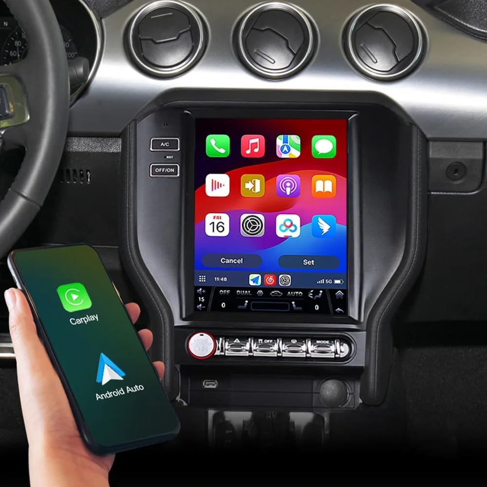 10.4Inch Carplay Screen for Ford Mustang 2015-2021 Years System, Android Auto Car Stereo Multimedia Car Radio Receiver, 1024 * 768 PX HD (8+128GB)