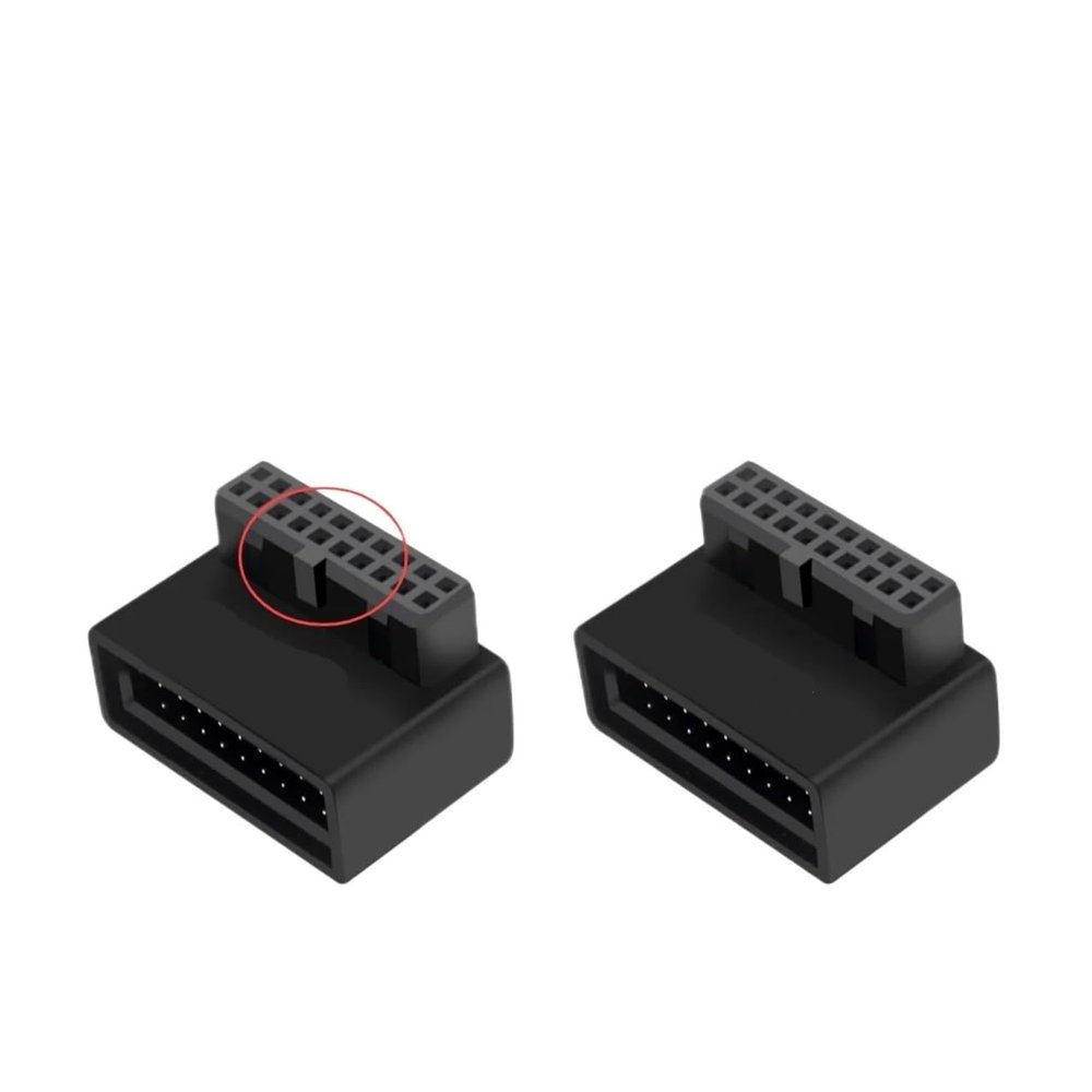 FTOMIKA ATX 24 Pin to 90 Degree Power Plug Adapter Mainboard Motherboard Power Supply Cable Connectors Modular(B 19Pin 2PCS)