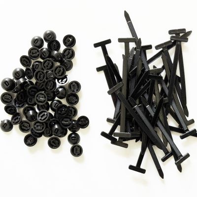 180PCS Nylon General Purpose Zip Tie Buckles with Pin and Button Design Locking Tie Mounts Heavy Duty Self Locking Zip Tie Mounts Multi Purpose Plastic Tie Tools for Automotive Daily Use
