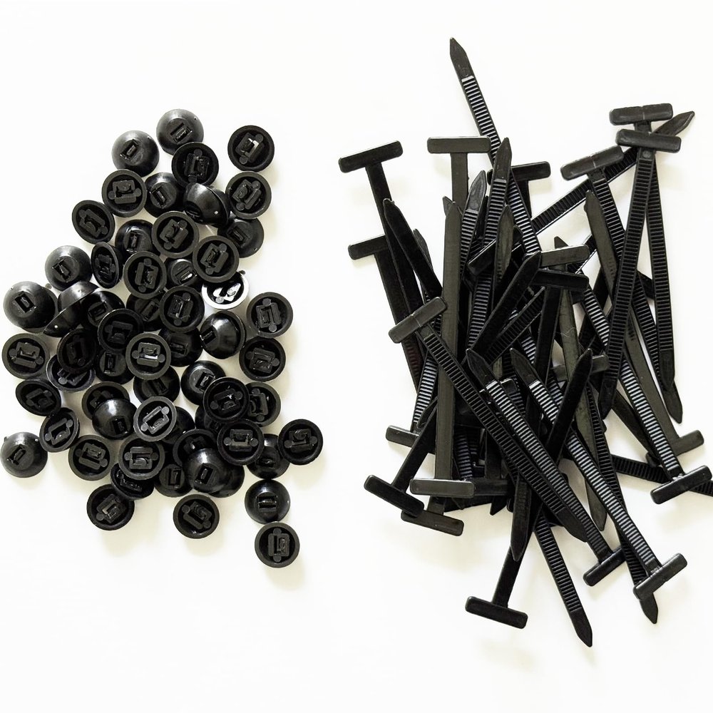 180PCS Nylon General Purpose Zip Tie Buckles with Pin and Button Design Locking Tie Mounts Heavy Duty Self Locking Zip Tie Mounts Multi Purpose Plastic Tie Tools for Automotive Daily Use