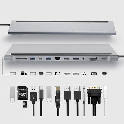 12 in 1 Laptop Docking Stations USB C Hub Docking Station 1Gbps Ethernet