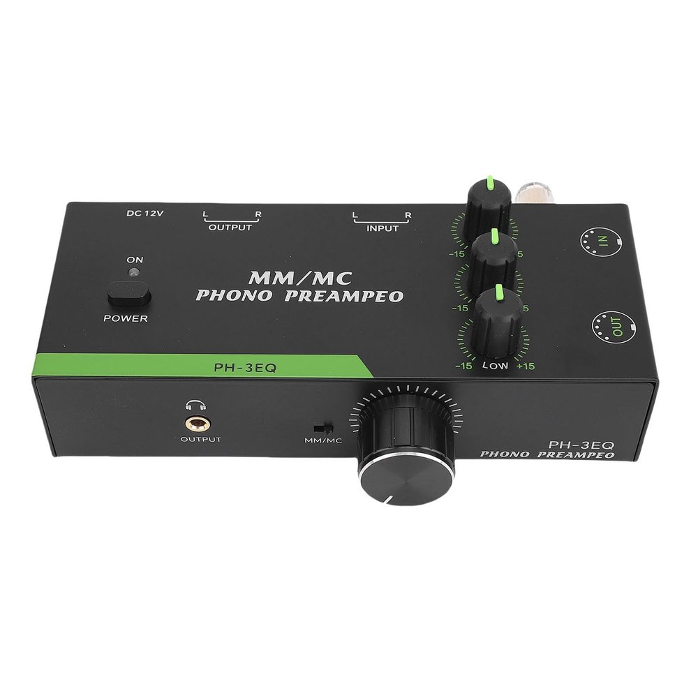 Asixxsix MM/MC Phono Preamp, 5 Pin XLR Input Output Professional Mini Stereo Phono Preamplifier for Turntable Record Player Home Stereo, 3.5MM Headphone Output (US)