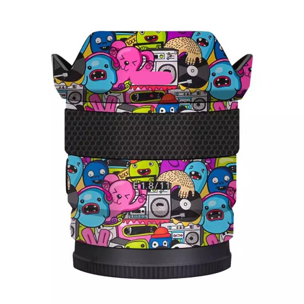 Camera Skin Wrap Lens Skins Protector Anti-Scratch Coat Wrap Cover Sticker for Sony E 11mm F1.8 G(Graffiti Pink)