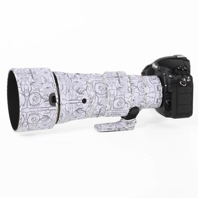 CHASING BIRDS Lens Camouflage Waterproof Coat for Nikon AF-S 200-500mm f/5.6E ED VR Rainproof Lens Protective Cover (Electric White)