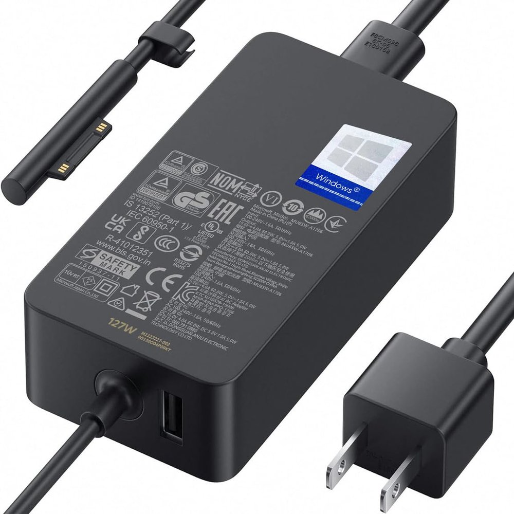 127W Microsoft Surface Book 3 Laptop Charger for 102W Surface Book 2, Book1, Surface Laptop Studio 2,1,i5,i7, Windows Surface Pro/Laptop/Go/Tablet, 15V8A AC Power Adapter, High Speed Cable 10FT, LED