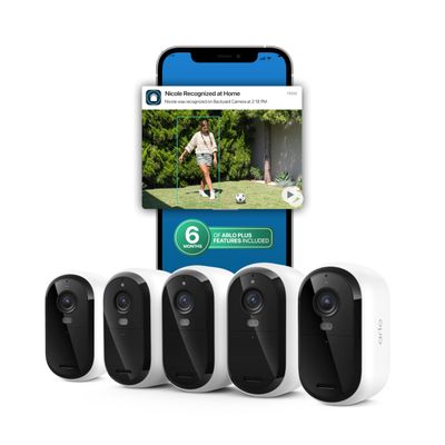 Arlo Essential Security Camera 2K (3rd Gen) - 5-Cam + 6 Mo Plan