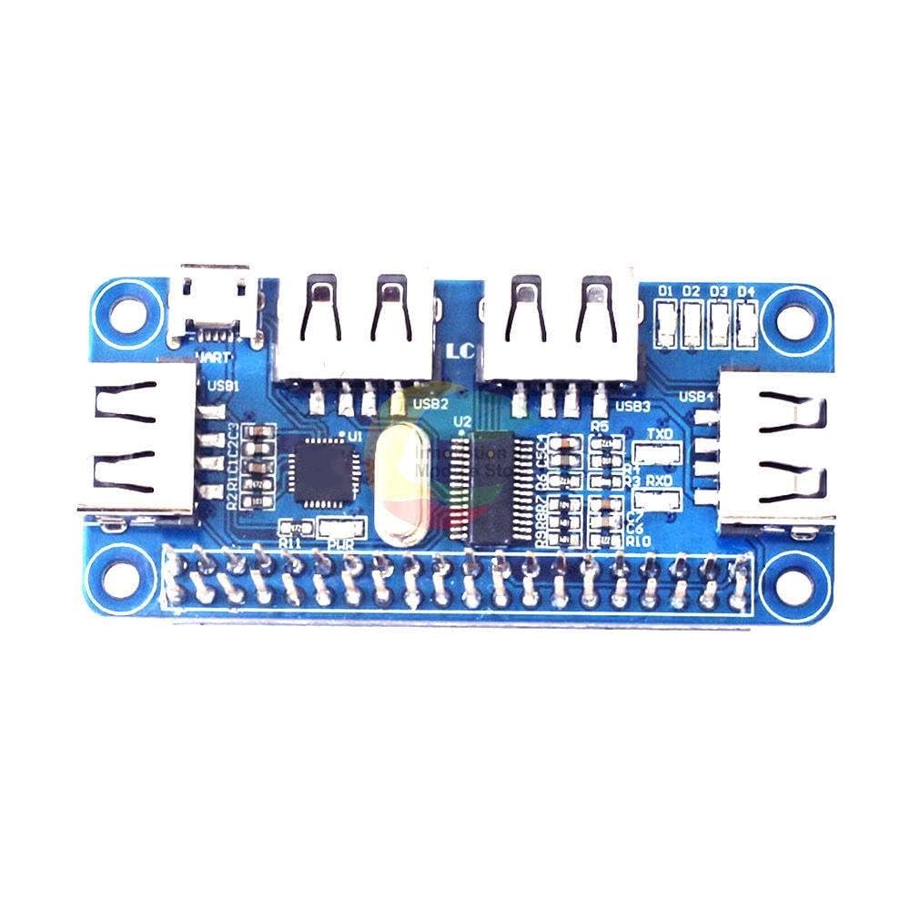 4 Port USB HUB HAT 2.0 1.1 Micro for Zero/W A+ B B+ 2 3 Model Serial Debugging Onboard to UART