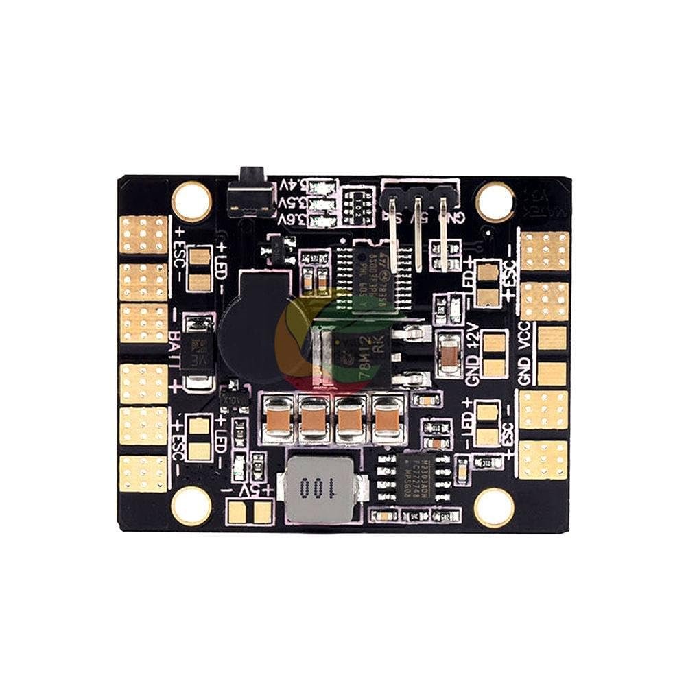 Matek 5in1 V3 Power Distribution Board/PDB Hub with Dual BEC-5V/12V LED Controller Tracker Low Voltage Alarm for FPV