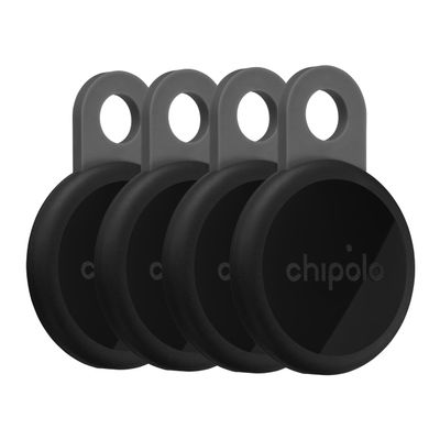 Chipolo LOOP - Rechargeable Bluetooth Tracking tag, Item Locator for Keys & Bags, Compatible with Apple Find My or Find Hub on Android - 4 Pack (Charcoal)