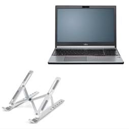 BoxWave Stand and Mount Compatible with Fujitsu LifeBook E7 (15.6) - Compact QuickSwitch Stand, Portable Multi Angle Viewing Foldable Riser - Metallic Silver