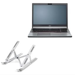 BoxWave Stand and Mount Compatible with Fujitsu LifeBook E7 (15.6) - Compact QuickSwitch Stand, Portable Multi Angle Viewing Foldable Riser - Metallic Silver