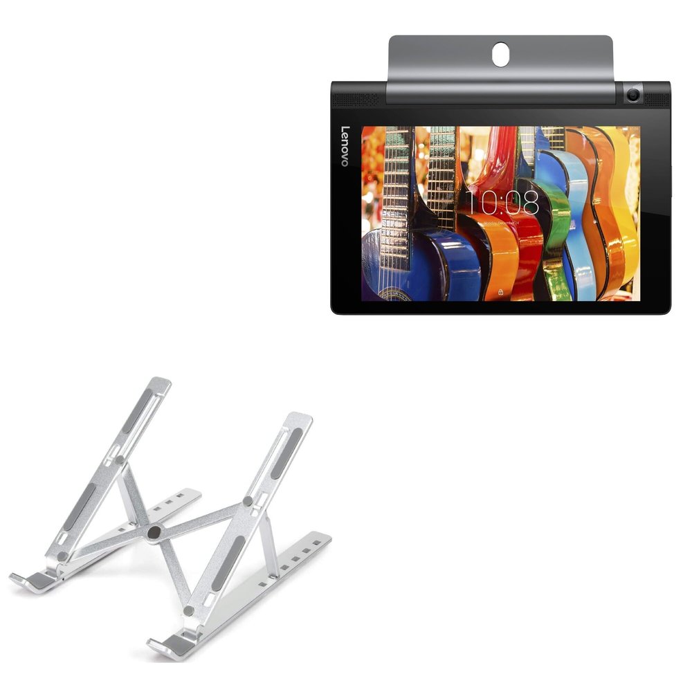 BoxWave Stand and Mount Compatible with Lenovo Yoga Tab 3 8 - Compact QuickSwitch Stand, Portable Multi Angle Viewing Foldable Riser - Metallic Silver