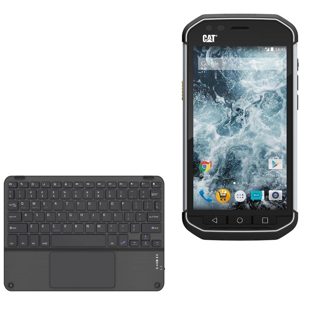 BoxWave Keyboard Compatible with CAT S40 - SlimKeys Bluetooth Keyboard with Trackpad, Portable Slim TouchPad - Jet Black