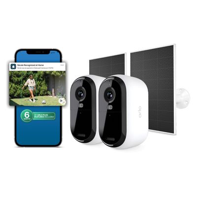 Arlo Essential Security Camera 2K (3rd Gen) - 2-Cam + 2 Solar + 6 Mo Plan