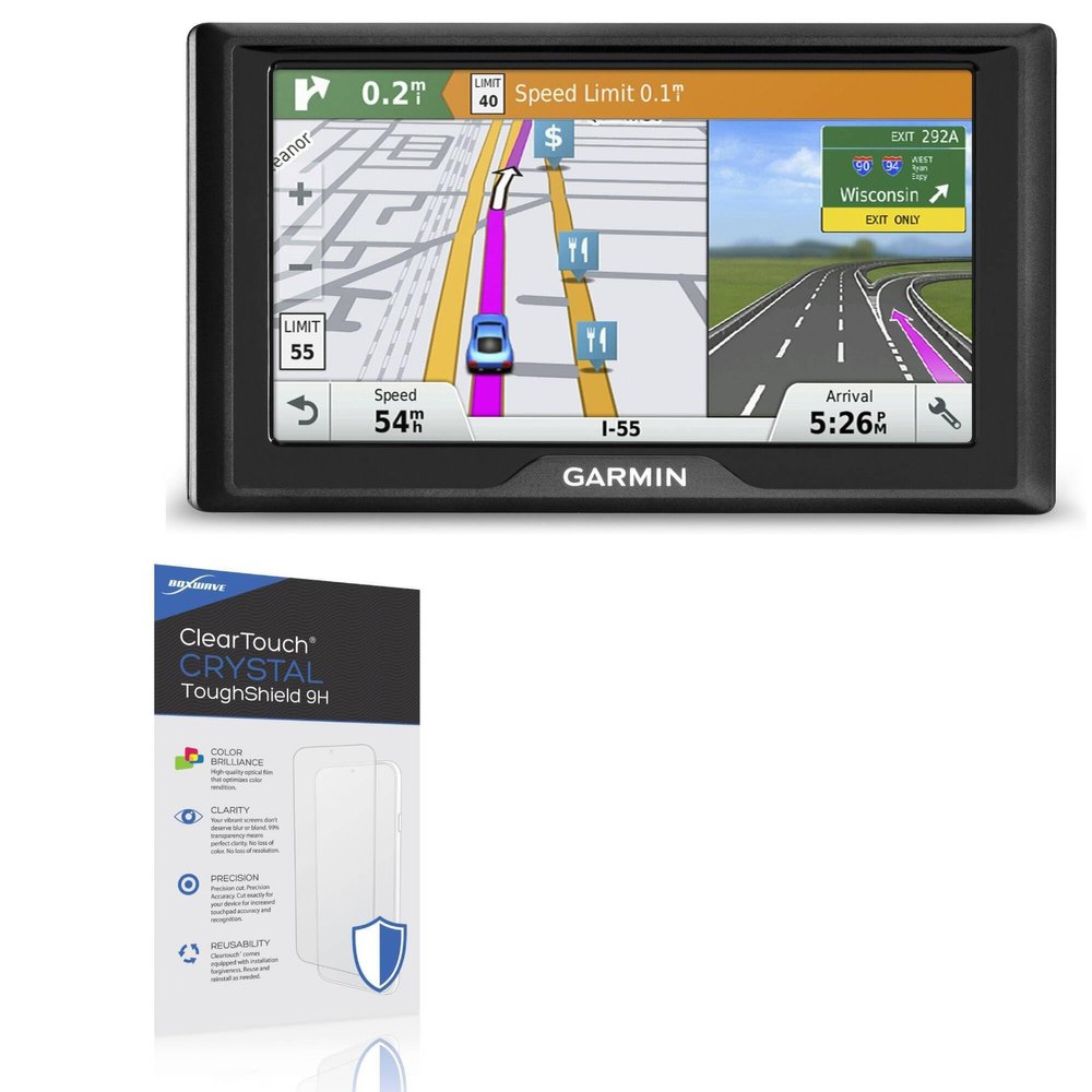 BoxWave Screen Protector Compatible With Garmin Drive 60LMT - ClearTouch Crystal ToughShield 9H (2-Pack), Clear 9H Tough Flexible Film Screen Protector