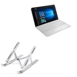 BoxWave Stand and Mount Compatible with ASUS Transformer Book T100HA - Compact QuickSwitch Stand, Portable Multi Angle Viewing Foldable Riser - Metallic Silver