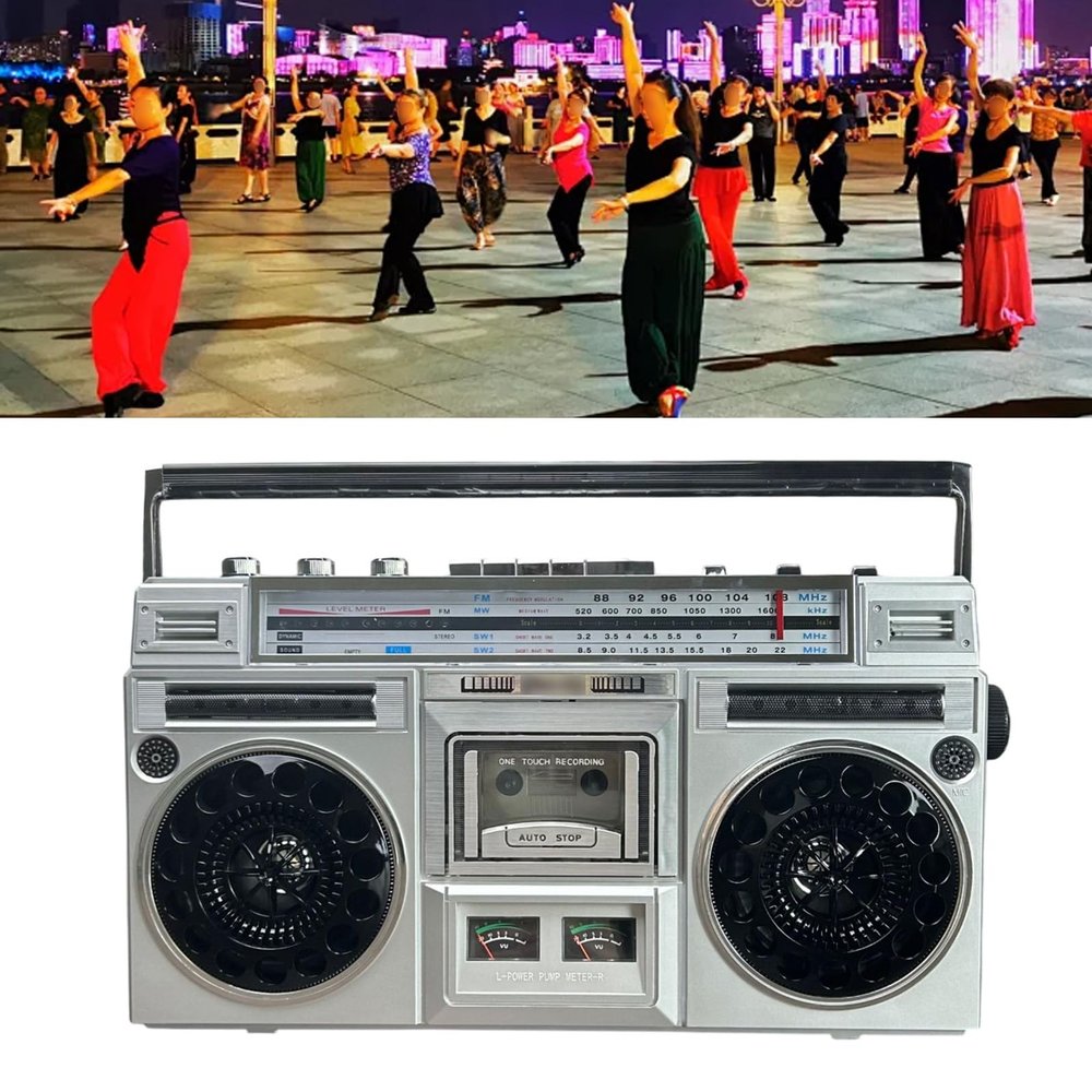 YSFHYAN Portable 1980s Retro-Style Music System,Deluxe Stereo AM/FM Radio Cassette Dual Speakers,Retro Boombox Player,Magnetic Tape/USB Playback,for Small Gatherings and Performances(Color:White)