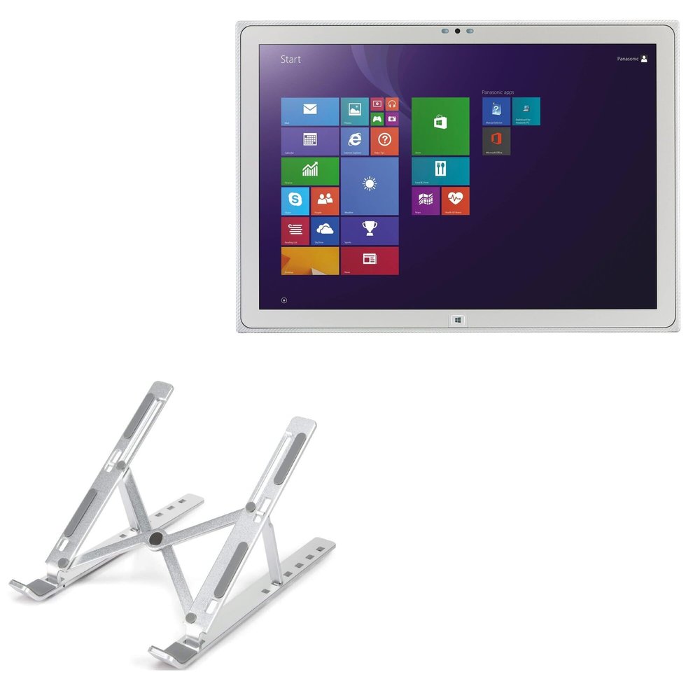 BoxWave Stand and Mount Compatible With Panasonic Toughpad 4K FZ-Y1 - Compact QuickSwitch Stand, Portable Multi Angle Viewing Foldable Riser - Metallic Silver