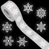 1000Pcs Clear Christmas Stickers Roll White Snowflake Seal Stickers Self-Adhesive Xmas Winter Label Decals for Holiday Envelope Invitation Card Gift Decor, 6 Designs view 1