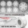 1000Pcs Clear Christmas Stickers Roll White Snowflake Seal Stickers Self-Adhesive Xmas Winter Label Decals for Holiday Envelope Invitation Card Gift Decor, 6 Designs view 2