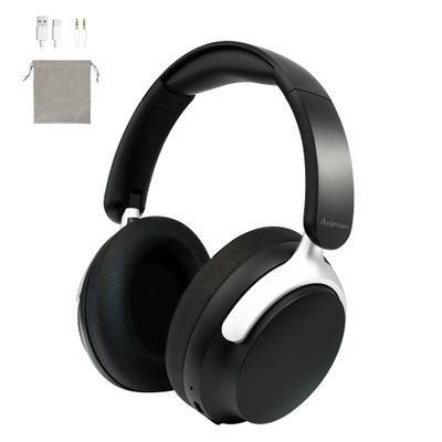 Anjetsun Wireless Headphones Over Ear with ANC, 80H Playtime, Fast Charge, Active Noise Cancelling & Transparency Mode, Comfortable Wireless Headphones for Work & Travel, Foldable Design Black